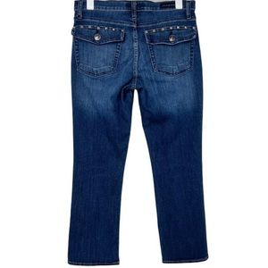 Rock & Republic Studded Flap Pocket Blue Denim Straight Leg Ankle Jeans 12